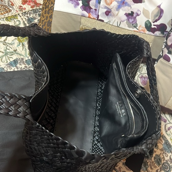 FALOR FIRENZE Hand Woven Italian Leather Tote Bag Black F7349T - Picture 4 of 11